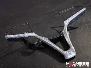 Alfa Romeo Giulia Steering Wheel Trim - Carbon Fiber - Main Center Trim Piece - White Candy/ Black Carbon - Pre '20 Models